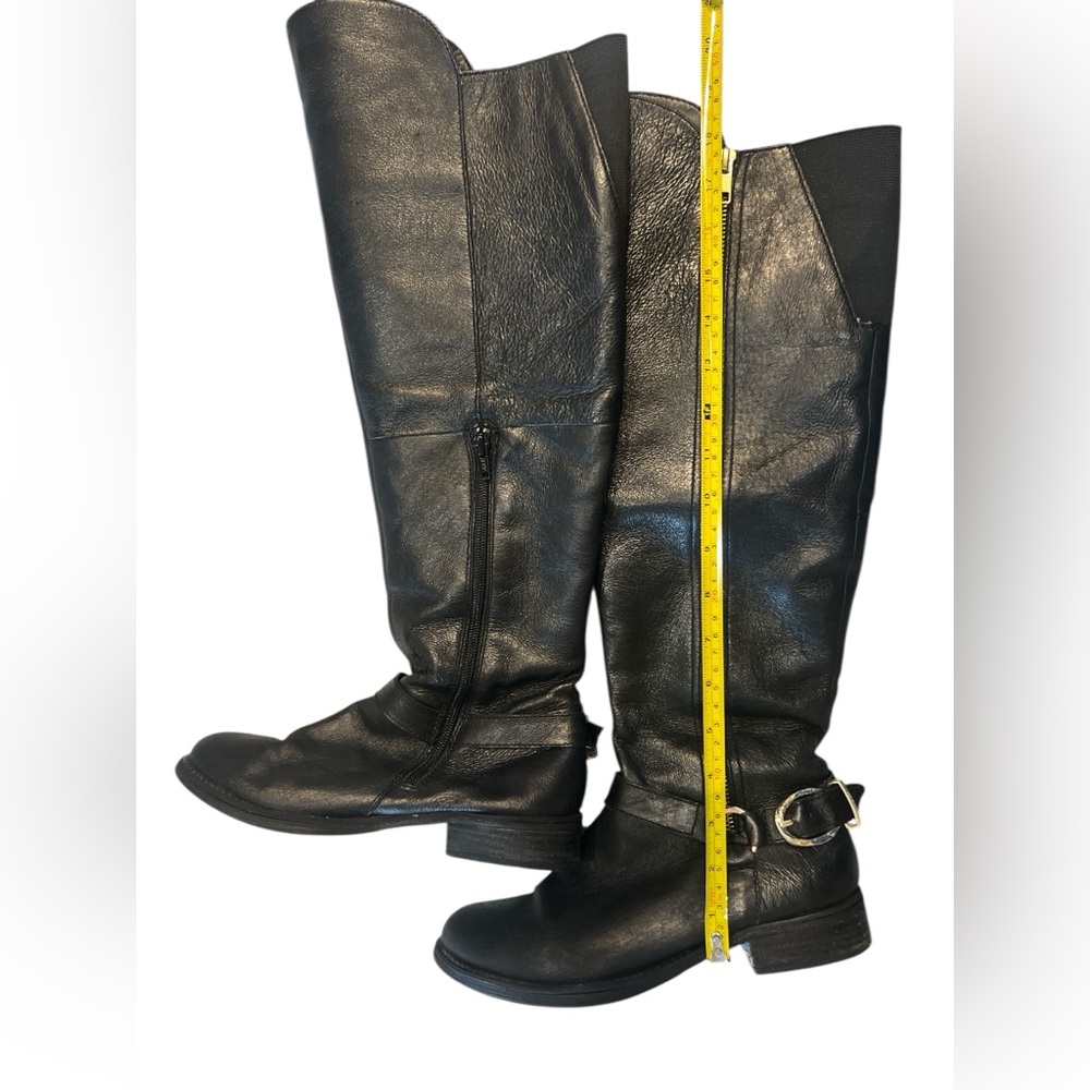 Steve Madden Skippur Black Over the Knee Boots with Gold Hardware Size 8